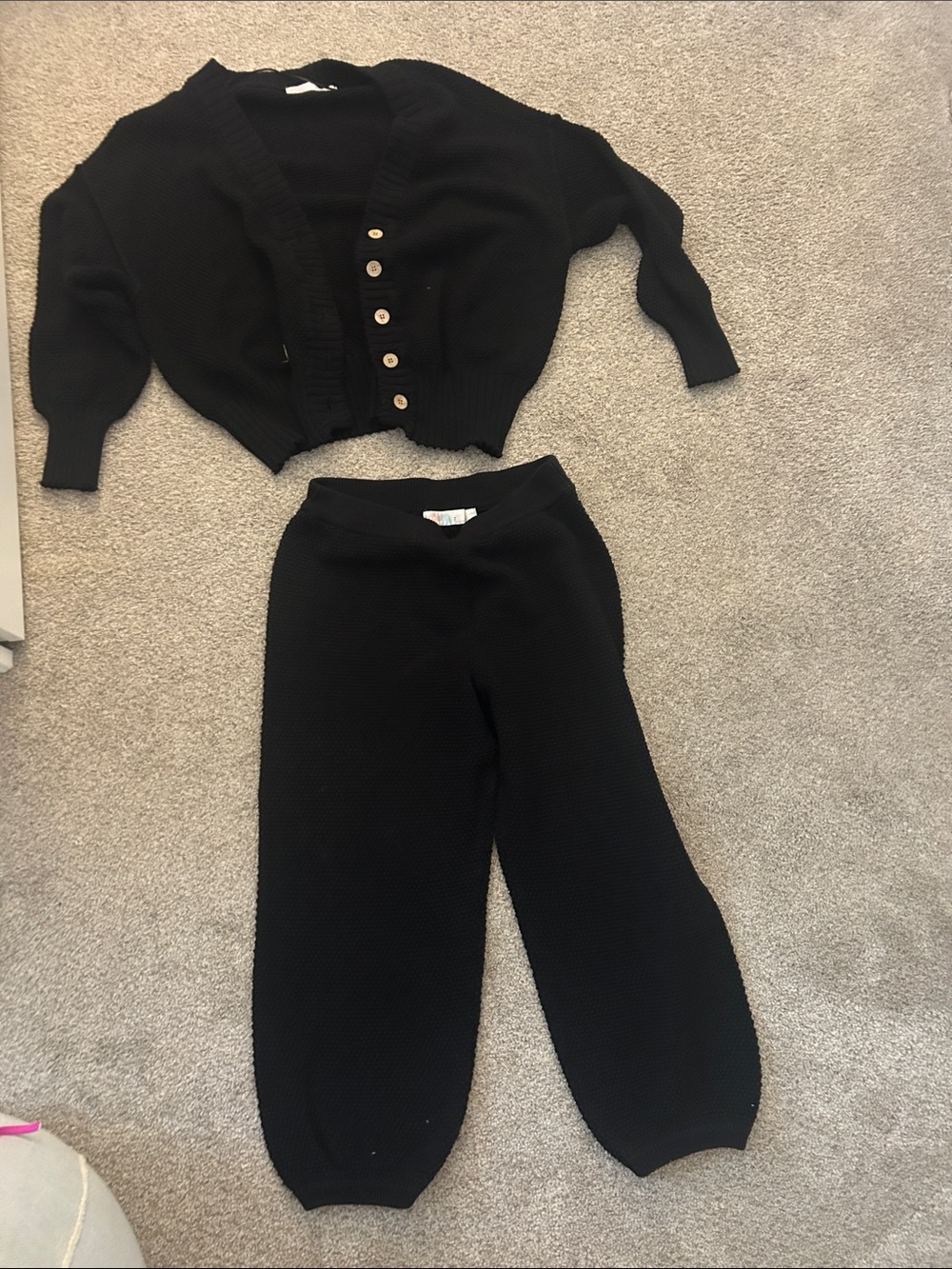 Anthropologie Black Knit Cardigan and Pants Set